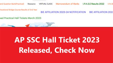 bse.ap.gov.in 10th hall ticket 2023
